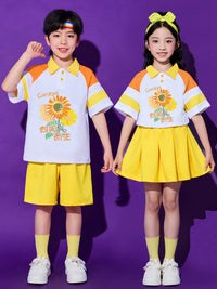 Kids' Rainbow Cheerleader Costume Set for School Performances and Sports Events