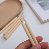 10-Piece Pottery Clay Sculpting Tool Set with Wooden Handle Dotting Pens