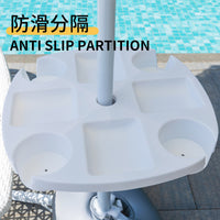 Outdoor Beach Umbrella Tray with Cup Holders - Plastic Side Table for Sunshade