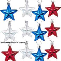 4th of July 7CM 3D Star Ornaments for Independence Day & Christmas Tree Decoration, 12-Pack