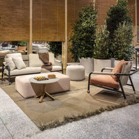Outdoor Wicker Rattan Patio Bistro Set with Coffee Table and Armchairs