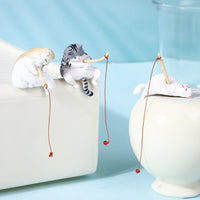 Miniature Fishing Cat Aquarium Ornament for Fish Tank Decoration and Desktop Decor