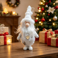 Retractable Christmas Figurine Decor - Santa, Snowman, or Reindeer with Gold Sequins