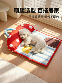 Pet Cooling Mat for Cats and Dogs, Foldable Summer Ice Pad with Pillow, Universal for All Seasons
