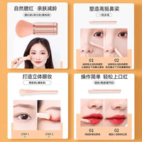 Portable 4-in-1 Retractable Makeup Brush Set - Blush, Eyeshadow, Lip, Concealer Brushes