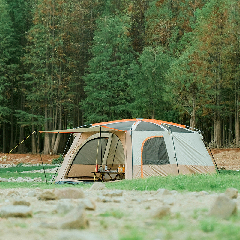 Chanodug Outdoor Large Space Multi-Person Thickened Camping Tent Rainproof Sunscreen Ventilated Two-Room One-Hall Four-Season Tent