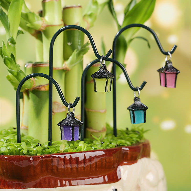 Luminous Lantern Micro Landscape Ornament for Succulent Planters and DIY Gardening