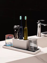 Diatomaceous Earth Absorbent Mat for Electric Toothbrush, Toothpaste, and Tumbler - Quick Dry Bathroom Counter Organizer Tray
