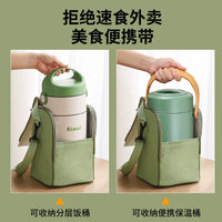 Round Insulated Lunch Bag for Bento Boxes and Thermal Pots, Portable Tote with Thick Aluminum Foil Lining