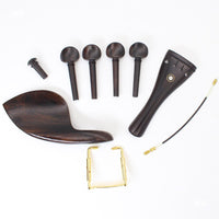 Violin Jujube Wood and Ebony Parts Set - Pegs, Tailpiece, Chin Rest, Endpin, Tailgut