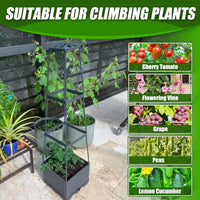 Outdoor Elevated Garden Planter Box with Drainage Tray for Balcony and Patio