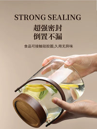 Cold Water Pitcher with Faucet, High Temperature Resistant Glass Beverage Dispenser for Home, Large Capacity Juice Drink Container for Fruit Lemon Tea