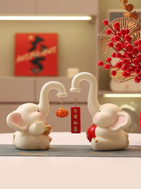 Auspicious Elephant Figurine for Living Room Home Decor, Light Luxury TV Cabinet Wine Cabinet Decoration, Housewarming Gift