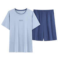 Men's Lyocell Short Sleeve & Shorts Pajama Set Casual Loungewear