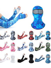 Summer Half-Finger Ice Silk Sun Protection Arm Sleeves with Breathable UV Protection Face Mask for Outdoor Sports Cycling
