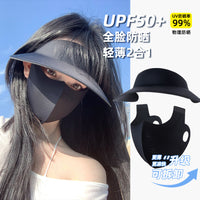 Detachable UV Protection Sun Visor with Neck Flap for Women, Ice Silk Blackout Fabric