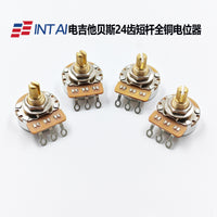 24-Tooth Copper Shaft Short Potentiometer for Electric Guitar Bass Tone Volume Control 250K/500K