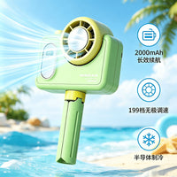 Portable Handheld Misting Fan with Ice Compress Function and Camera Design, USB Rechargeable Mini Desk Fan with Clip and Lanyard