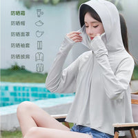 Women's UV Protection Cape with Large Brim Hood, Ice Silk Thin Cooling Shawl