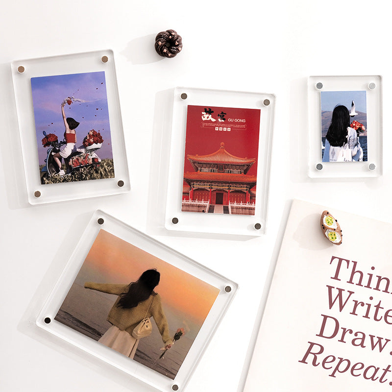 Magnetic Acrylic Photo Frame for Instant Photos & Cards - Wall Mount or Fridge Display