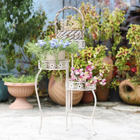 Vintage Iron Art Folding Flower Pot Stand for Balcony Garden Patio