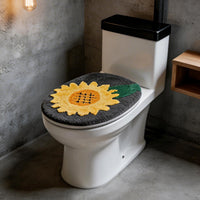 Cartoon Flocked Bathroom Mat Set, Non-Slip Toilet Lid Cover and Rug for Autumn/Winter
