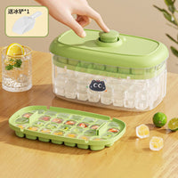 Press-Type Ice Cube Tray with Storage Bin, Easy Release Ice Maker Mold for Home