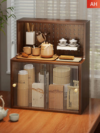 Countertop Dustproof Coffee Bar Organizer with Cup Holder and Drainage Rack