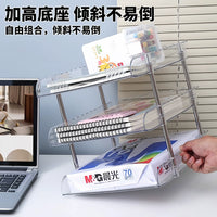 Desktop Bookshelf Organizer Clear PET Stackable Storage Rack for Office and Students