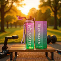 Gradient Frosted 1000ml Water Bottle with Pop-up Lid for Outdoor Fitness