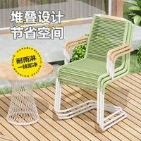 PE Rattan Outdoor Waterproof Anti-mildew Patio Beach Cafe Backrest Chair Coastal Style Woven Furniture