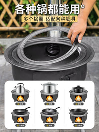 Outdoor Wood-Burning Stove with Large Pot for Camping and Heating