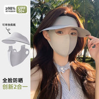 Women's UV Protection Sun Visor with Detachable Neck Flap and Wide Brim