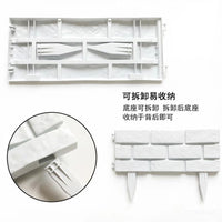 Garden Decorative Stone-Look Plastic Fence Panels, Interlocking Lawn Edging, 4-Piece Set