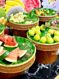 Commercial Buffet Fruit Display Stand with Imitation Woven Basket