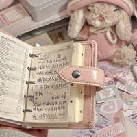M5 Pink Planner Notebook with Loose-Leaf Pages, Mini Portable Travel Journal and Card Holder