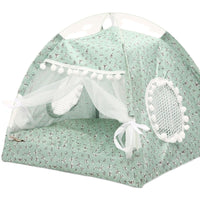 Summer Pet Tent Bed with Cooling Mat for Cats and Small Dogs, Foldable Mosquito-Proof Pet Sleeping Nest