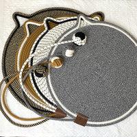 Braided Cotton Rope Cat Scratching Mat with Integrated Toy Ball - Washable Pet Sleeping Pad