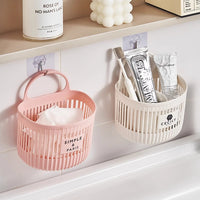 Wall-Mounted Storage Basket for Kitchen and Bathroom, Hanging Organizer for Spices, Garlic, and Toiletries