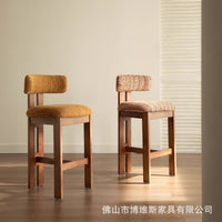 French Solid Wood Bar Stool Counter Height Dining Chair for Home Kitchen Island