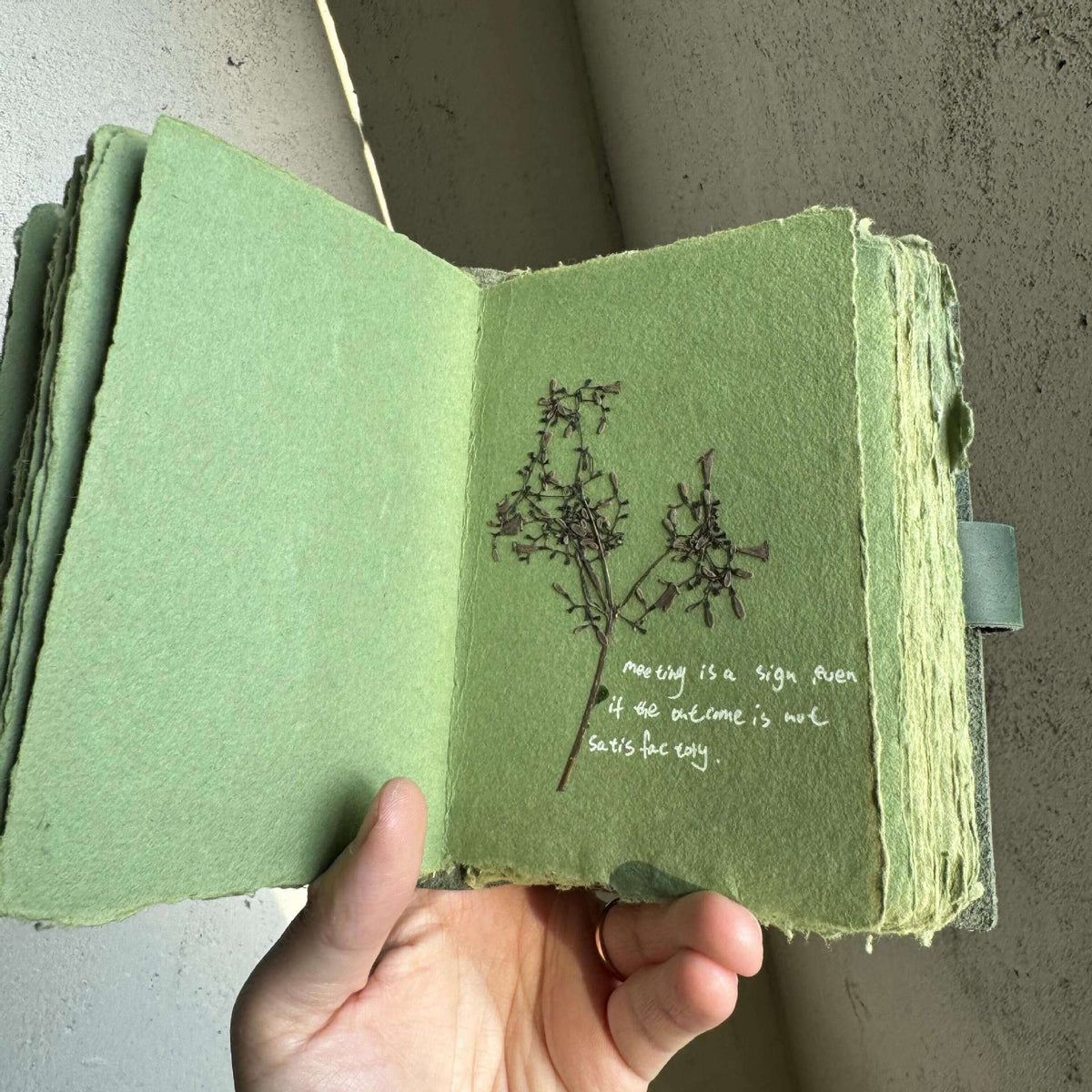 Vintage Matcha Green Handmade Lokta Paper Journal for DIY Collage and Gifting