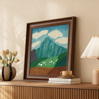 French Vintage Golden Mountain Sunrise Wall Art for Living Room Sofa Background and Dining Room Decor