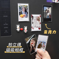 Magnetic Photo Frame for Instax Acrylic Transparent Small Card Holder Display Stand Wedding Certificate Photo Frame Refrigerator Magnet DIY