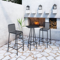 Outdoor Balcony Bistro Set, Wrought Iron Cafe Table and Chairs for Patio Garden