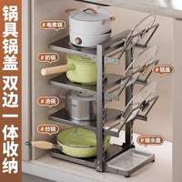 Multi-layer Pot and Pan Organizer Rack for Kitchen Countertop or Under Sink Cabinet
