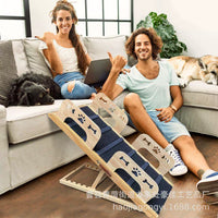 Wooden Pet Dog Ramp with Guardrail Adjustable Dog Sofa Ladder Foldable Portable Pet Non-slip Ramp Stairs