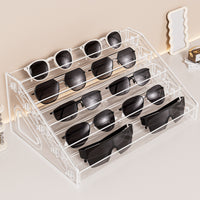 Acrylic Multi-Layer Sunglasses Display Stand, Transparent Tiered Eyewear Organizer for Retail