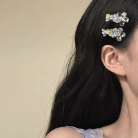 Mini Zircon Flower Hair Clip Elegant Side Clip Duckbill Clip