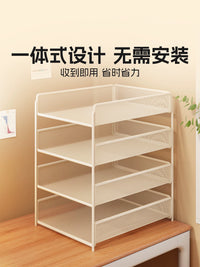 Multi-layer Metal Desk File Organizer with Pull-out Trays for A4 Documents