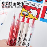 Red Acrylic Marker Pen Dual Tip Art Sketching Hook Line Pen Red Ink Watercolor Pen Waterproof Student Graffiti Marker